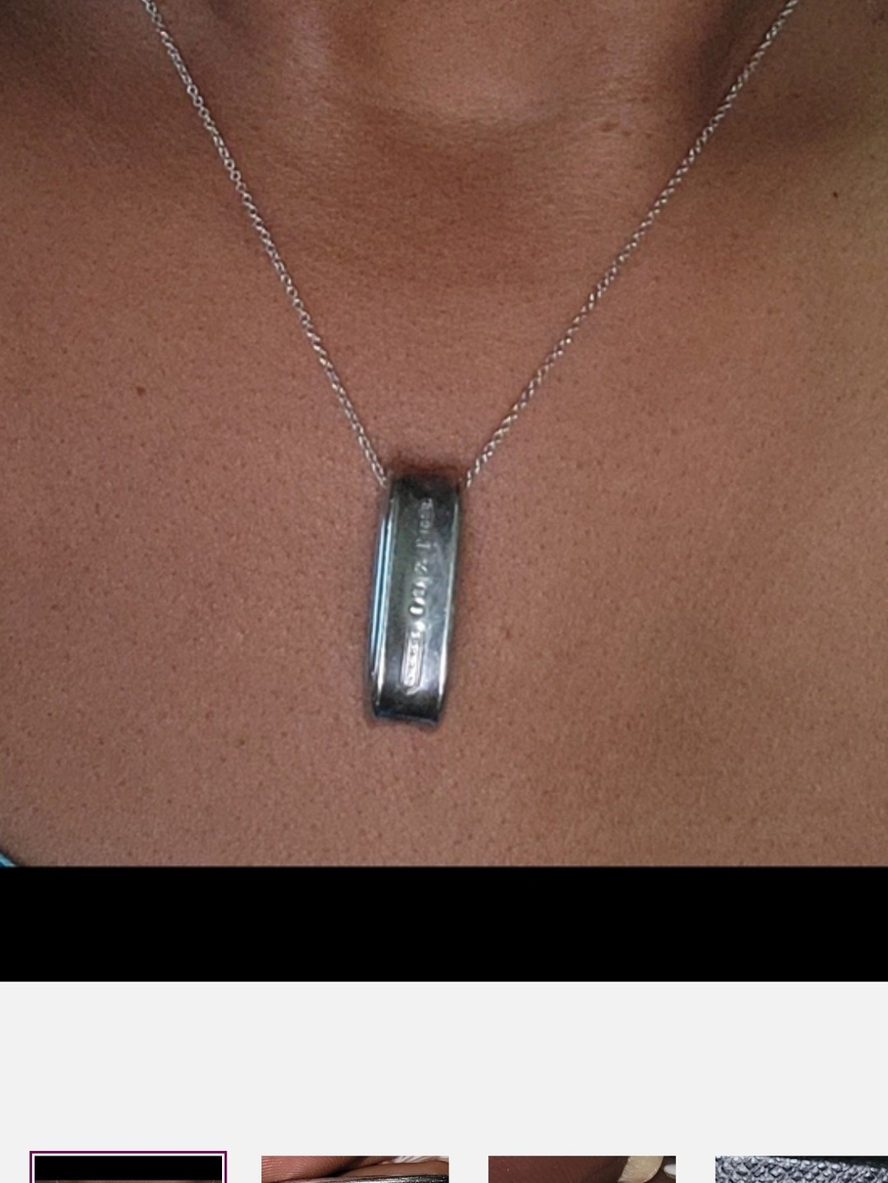 Tiffany & Co. Sterling Silver Curved Bar Necklace - Silver